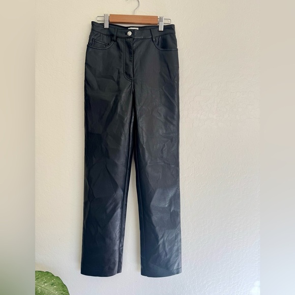 Wilfred Aritzia Melina Vegan Faux Leather High Waisted Pants Black Size 0 - Picture 2 of 9